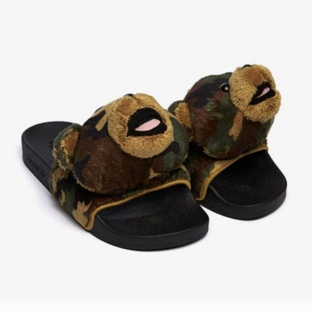 NWT Unisex Adidas Jeremy Scott Adilette Camo Teddy Slides - Picture 4 of 11